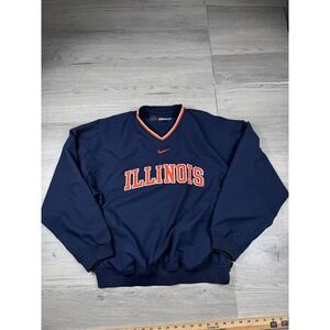 Vintage Illinois Fighting Illini Jacket Mens M Blue Orange Nike Windbreaker